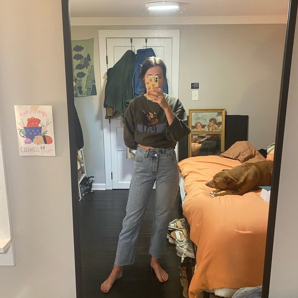 Asymmetric high rise jeans!